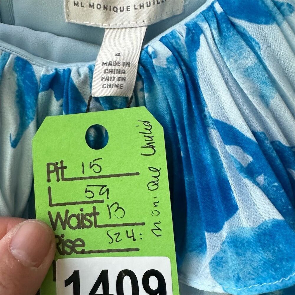 Monique Lhuillier nwt off shoulder Blue Floral Maxi Dress Size 4   1409 - Picture 6 of 6